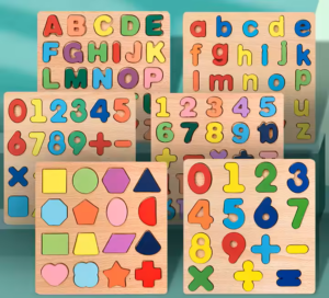 Wooden Shapes, Alphabet & Numbers Board