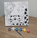 15×15 cm Canvas Board with Brush and Paints