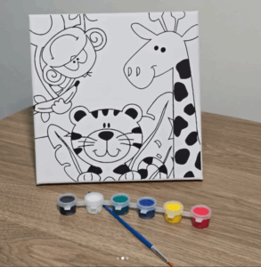 15×15 cm Canvas Board with Brush and Paints